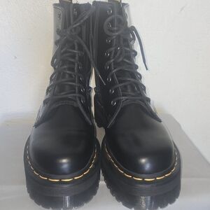 Dr. Martens Black Lace Up Boots with Yellow Stitching